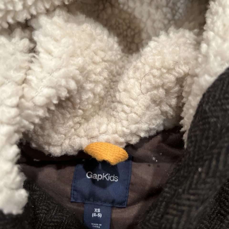 Abrigo Chaqueta Burro Tweed Mezcla Lana Invierno Otoño GAP Niños Talla XS (4/5) Verde Foto 4 de 4