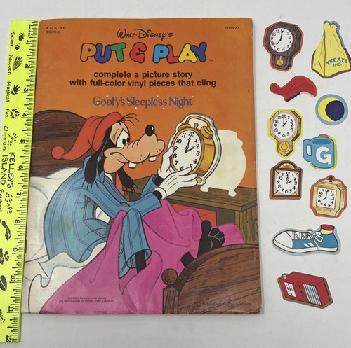 1981 Walt Disney's Put & Play Goofy's Sleepless Night Golden Book PB Vinyl Cling - Picture 2 of 7