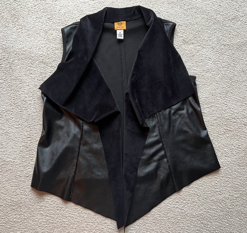 WOMENS RUBY RD. Road FAUX LEATHER Velvet Velour SLEEVELESS VEST JACKET MEDIUM M - Picture 2 of 17