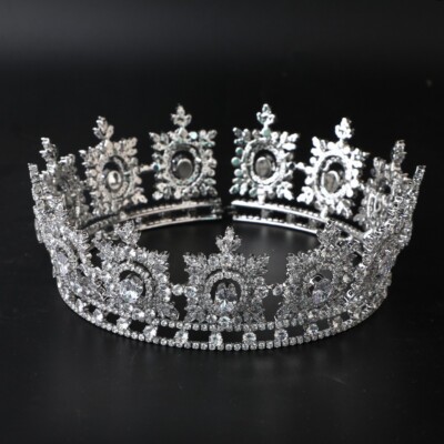 Luxury All CZ Cubic Zirconia Queen Princess Wedding Princess Prom Round Crown