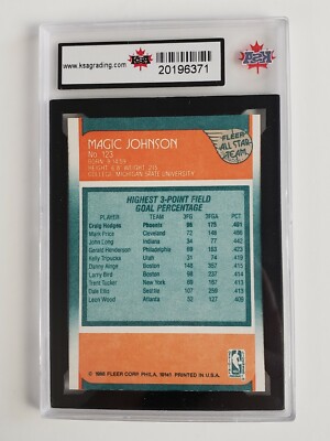 1988 - 1989 MAGIC JOHNSON KSA GRADED 9 MINT FLEER NBA BASKETBALL