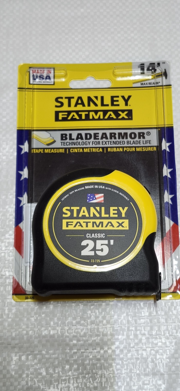 Stanley 25' (33-725) FATMAX Tape Measure, 10x Blade Life 14'