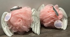2-Pack More Than Magic Loofah Sponge Kids Bath Puff Pink Angel Wings