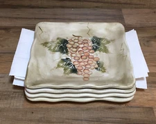 SET OF 4 - TABLETOPS UNLIMITED - CABERNET GRAPE - 8 1/2" SALAD PLATES