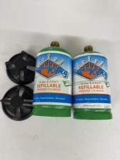 2-Pack 1lb Refillable Camping Propane Tank Cylinder 16.4 oz Bottle Ships Empty