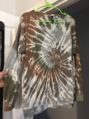Venti6 Sweater Tie Dye Long Sleeve V Neck Boho Hippie Tunic Italy Size Small