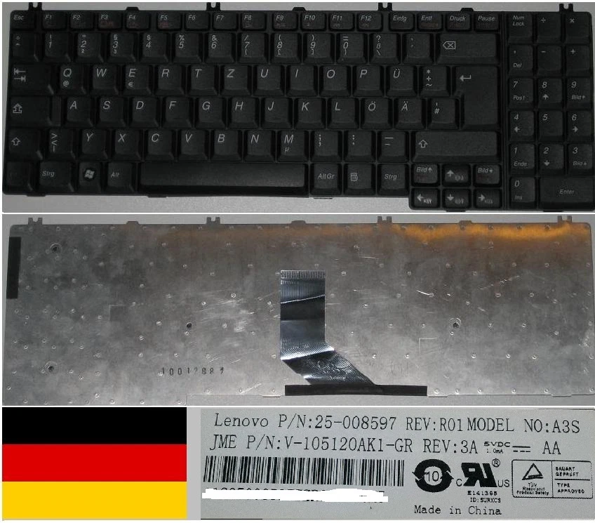 CLAVIER QWERTZ ALLEMAND Lenovo G550 A3S 25-008597 REV R01 V-105120AK1-GR Noir - Photo 1/1