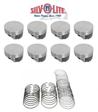 SILVOLITE Hypereutectic Flat Top Pistons Set/8+RINGS Kit GM Chevy 6.2L LS3 STD