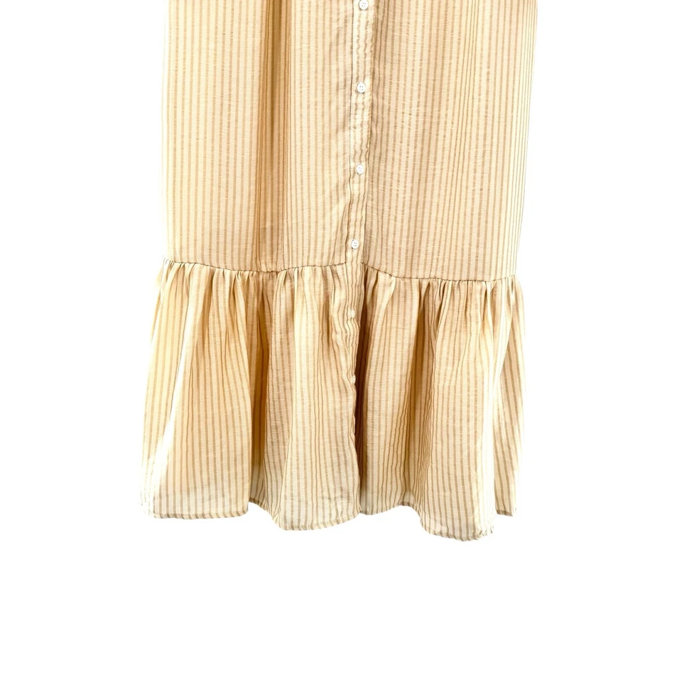 Vestido camisero Greylin para mujer manga larga de gran tamaño talla mediana a rayas en capas Foto 3 de 4