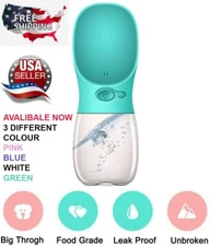 Dog Water Bottle Green, Leak Proof Portable Puppy Pets Water Dispenser 12 OZ