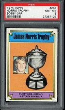 1974 Topps Hockey #248 Norris Trophy Bobby Orr PSA 8