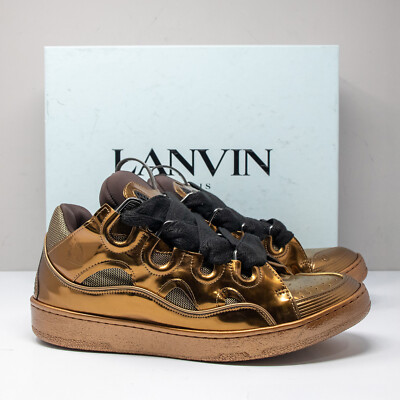 Lanvin Curb Chunky Gold Leather Sneakers, Men's 46 EU (13 US) | eBay