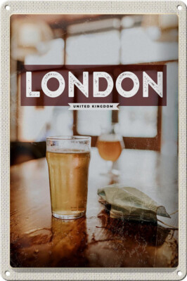 Blechschild Reise 20x30 cm London UK Kingdom Corona Deko Schild tin sign
