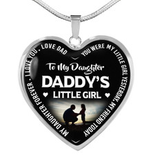 To My Daughter Necklace Heart Pendant Gift From Dad Daddy Loves You Little Girls