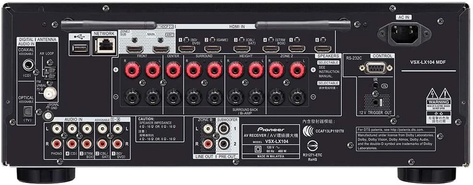 Pioneer Elite VSX-LX104 7.2-Channel Network AV Receiver - Black - FOR PARTS - Image 2 of 3