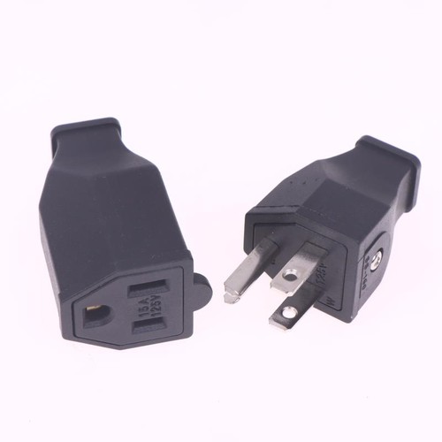 1/2PCS Black 125V 15A US Female Male Connector USA Triprong Power Outlet a - Afbeelding 9 van 14