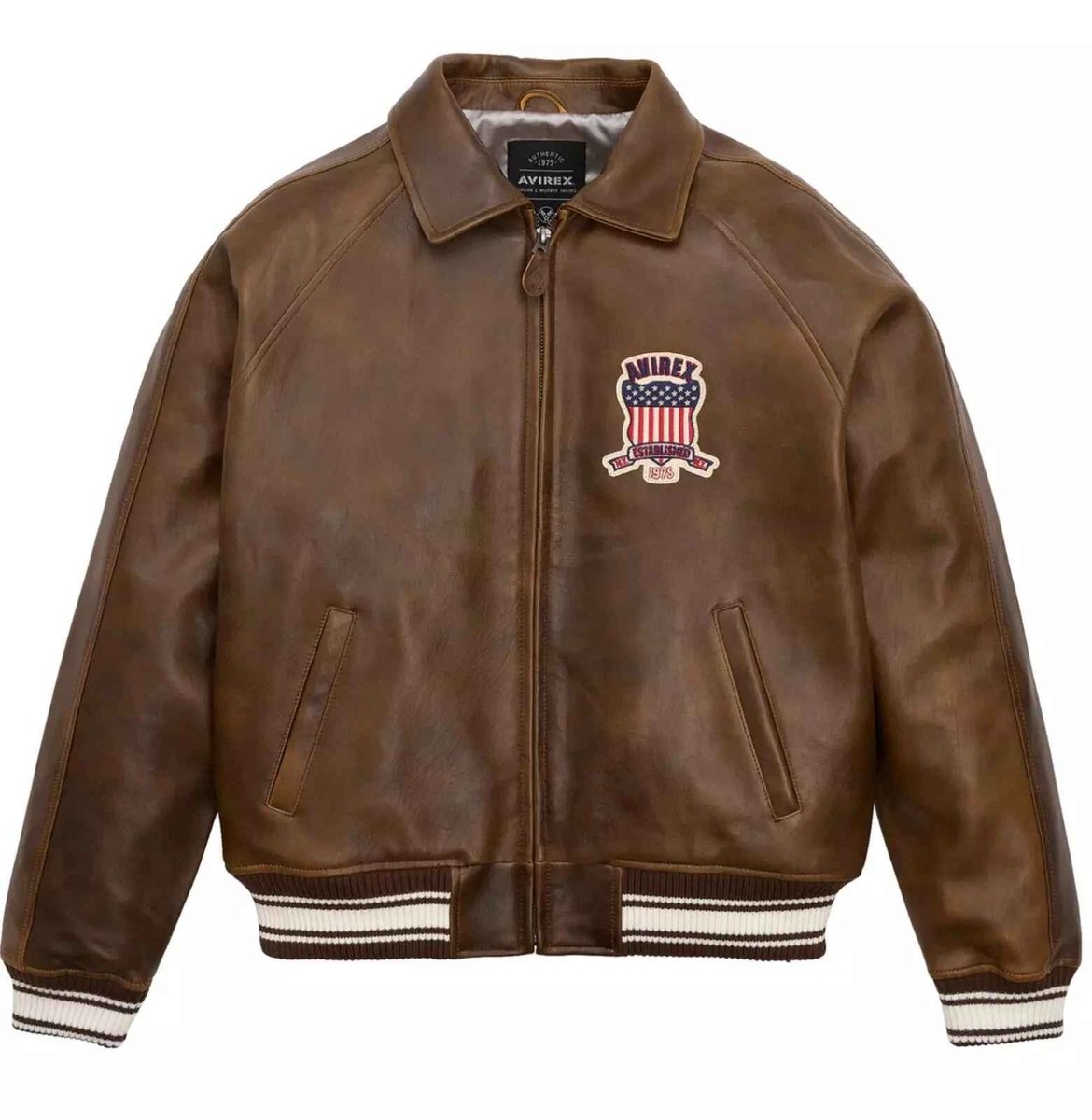 AVIREX ブラウンレザージャケット ニューヨーク【ブラウンロゴ希少品】 AVIREX LIMITED EDITION OMBRE ICON JACKET VINTAGE BROWN NEW ALL