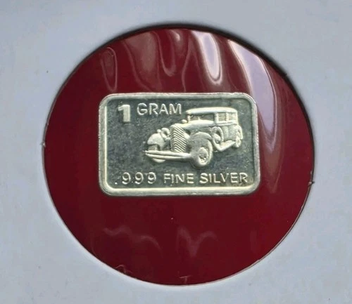 Old Vintage Car - 1 Gram .999 Fine Pure Solid SILVER Bullion Mini Bar Coin Ingot