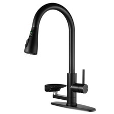 Matte Black Kitchen Faucet LED Temperature Display Pull-Down Sprayer