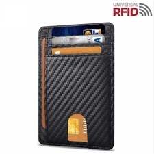 Mens Leather Slim Wallet Credit Card Holder RFID Blocking Pocket ID Money USA