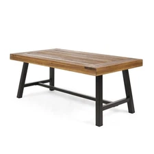 Modern Industrial Coffee Table with Acacia Wood & Slat Paneling - , Sleek, Easy