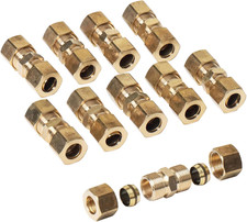 3/8-Inch OD Compression Union,Brass Compression Fitting(Pack of 10)