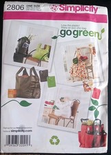Simplicity 2806 Reusable Shopping Bags Sewing Patterns Set New Uncut