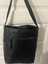 NWT Black Shoulder Bag Gold Hardware Zipper Accent Outer Pocket Women  s Solid