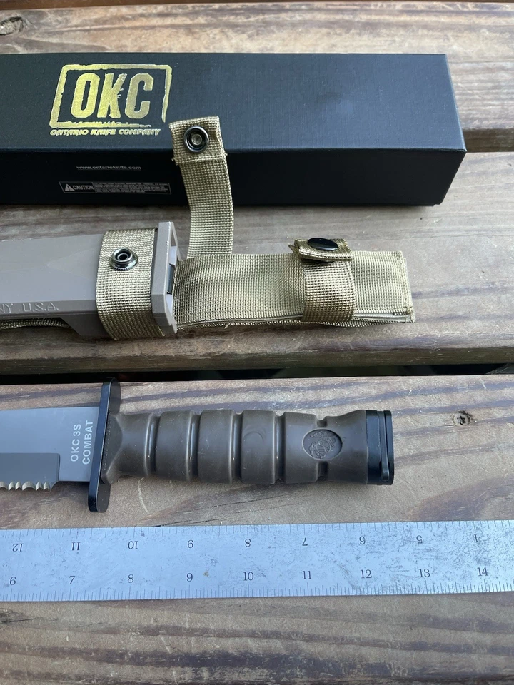 Ontario OKC3S Caqui Marrón USMC Combate 8" Hoja y Vaina Tanto Foto 4 de 4