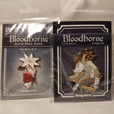 Bloodborne Vicar Amelia & Plain Doll Hand Enamel Pins Set 2 Official Sony Badges