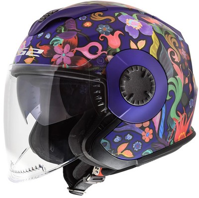 LS2 Verso Open Face Motorcycle Helmet Flora Brasil Matte Navy XL