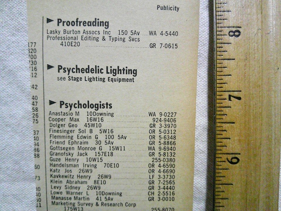 Psychedelic Light show AD NYC 1968 Phone Book vintage old weird
