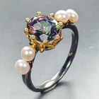 Vintage ring Natural Mystic Quartz Ring 925 Sterling Silver Size 6 /R460546