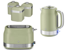Swan Retro Revive Green Jug Kettle 2 Slice Toaster Canisters Kitchen Bundle Set