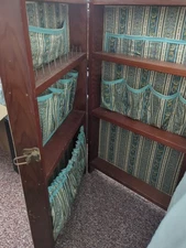 Antique Wood Folding Sewing Supply Case Storage Box 