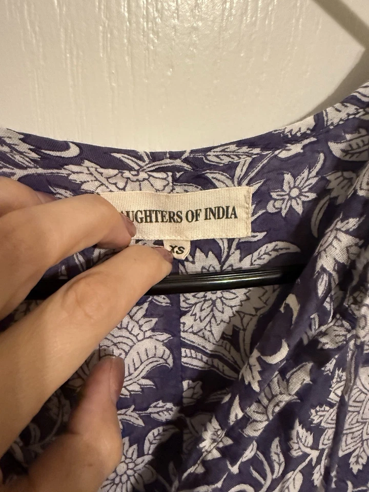 Vestido Midi Kyra Hijas de la India Azul Iris XS Algodón Foto 2 de 4