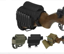 Rifle Buttstock, Hunting Shooting Tactical Cheek Rest Pad Ammo Pouch with 7 Shel