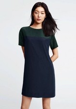 Uniqlo Colorblock Shift Dress Womens S green blue Silky
