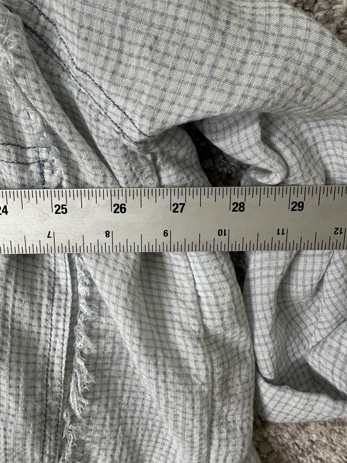 We The Free Shirt Womens Small Light Blue Oversized Gauze Plaid Boho Top