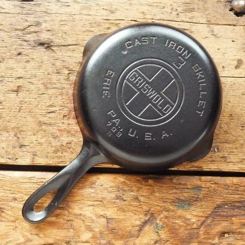 Vintage GRISWOLD Cast Iron SKILLET Frying Pan # 3 LARGE BLOCK LOGO - Ironspoon