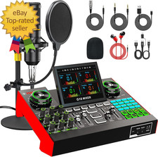 Podcast Microphone Bundle with Live Sound Card Audio Mixer Podcast Equipment