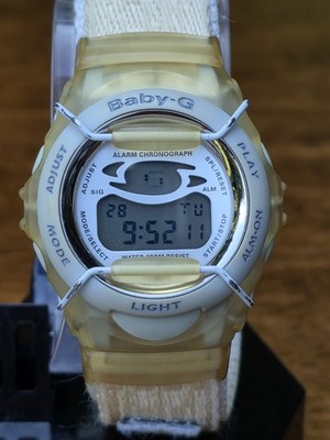 Vintage Casio Baby-G BG-393 1678 Yellow White Watch Animated Dancer Melody Play