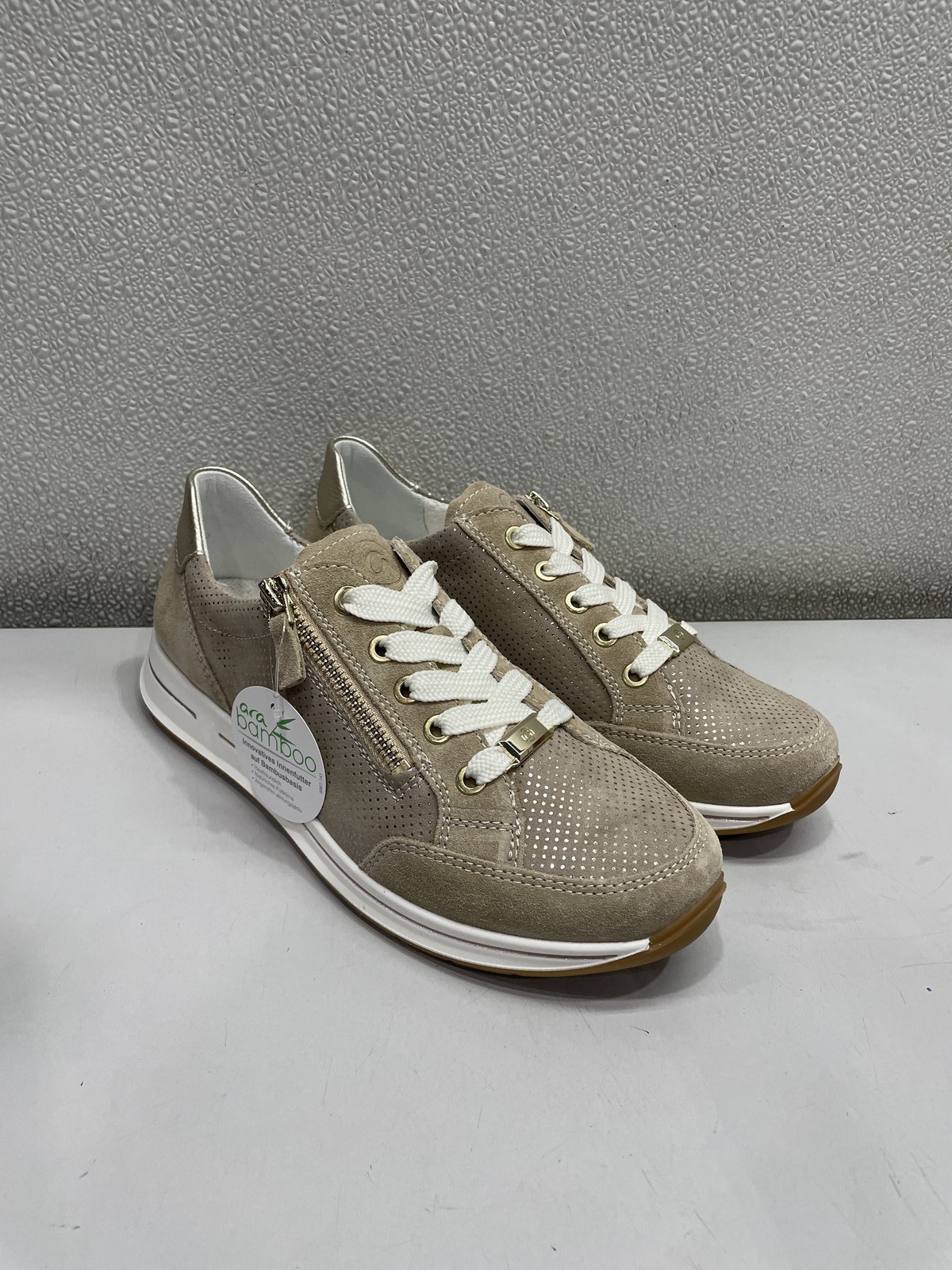 Ara Oleanna Classic Suede Sneaker Women's US 7, Sand & Platinum