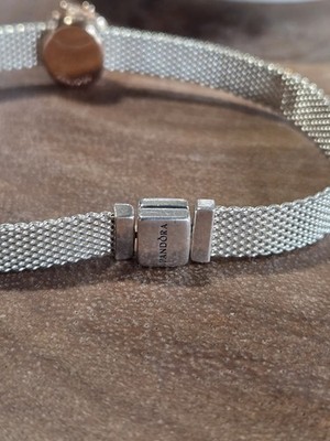Pandora Reflexions Sterling Silver Mesh Bracelet with Pink Ladybug