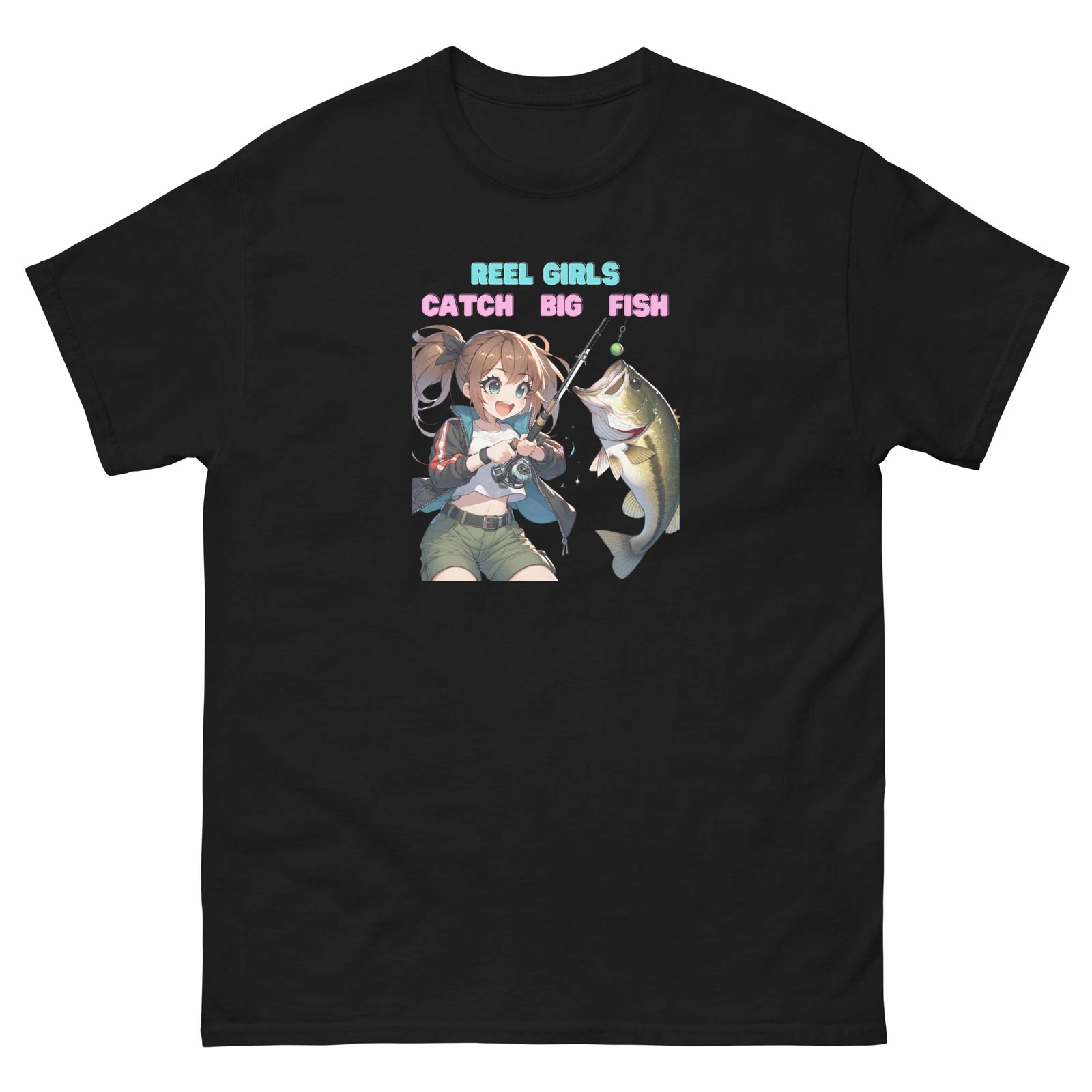 REEL GIRLS CATCH BIG FISH Anime Tee – Funny Fishing Shirt Unisex classic tee