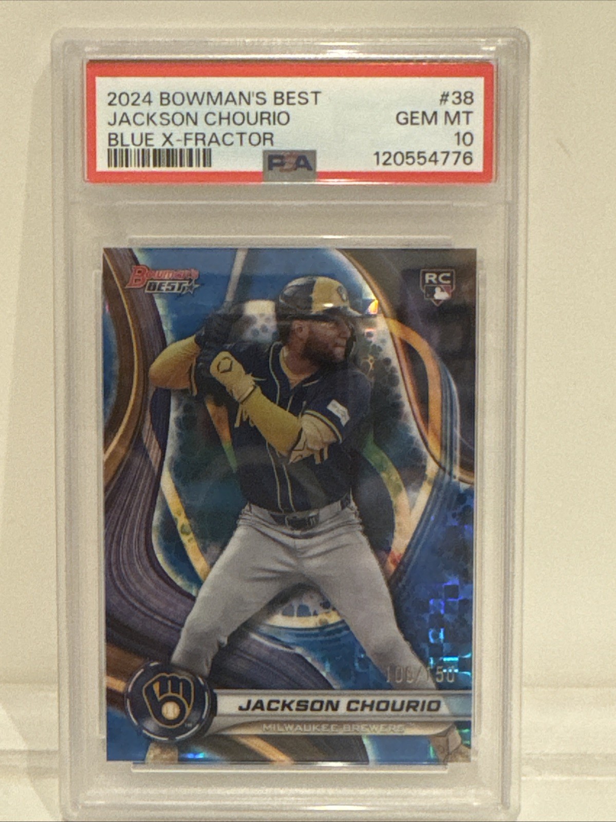 2024 Bowmans Best Jackson Chourio Blue X-Fractor /150 RC GEM MT 10 🔥 🔥