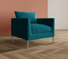 Swoon Catalan armchair in Kingfisher with brass legs BNWT