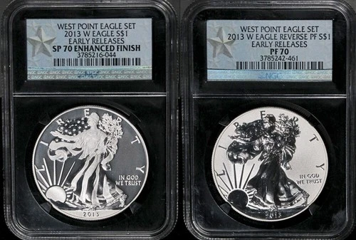 2013-W Silver American Eagle $1 NGC SP70 Enhanced Early West Point Set - STOCK