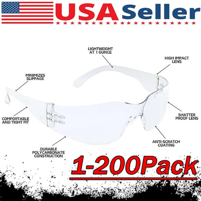 #ad 20 PAIR PACK Protective Safety Glasses Clear Lens Work UV ANSI Z87 Lot of 12 $11.99