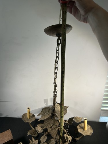 Vintage Italian Tole Leaf 5-Light Chandelier UL Listed 23”x17.5” AS-IS - Picture 16 of 17